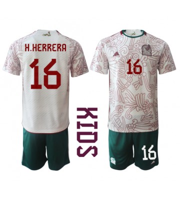 Meksyk Hector Herrera #16 Koszulka Wyjazdowych Dziecięca MŚ 2022 Krótki Rękaw (+ Krótkie spodenki)